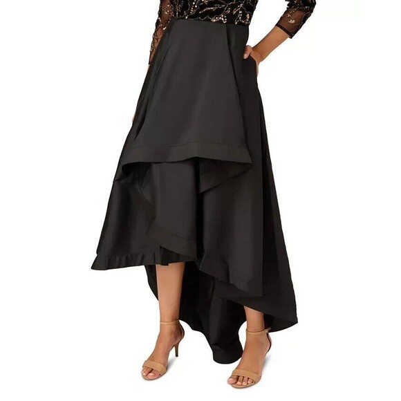 Adrianna Papell Women's Petite Beaded Taffeta-Skirt Gown Maxi Dress Black 6P - Picture 4 of 16